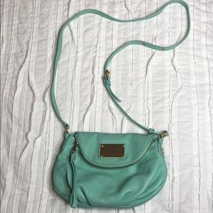 Marc Jacobs Mini Leather Messenger Bag Turquoise